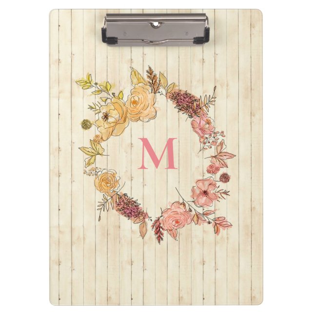 Carpeta De Pinza Madera de acuarela de flores modernas 1974 (Anverso)