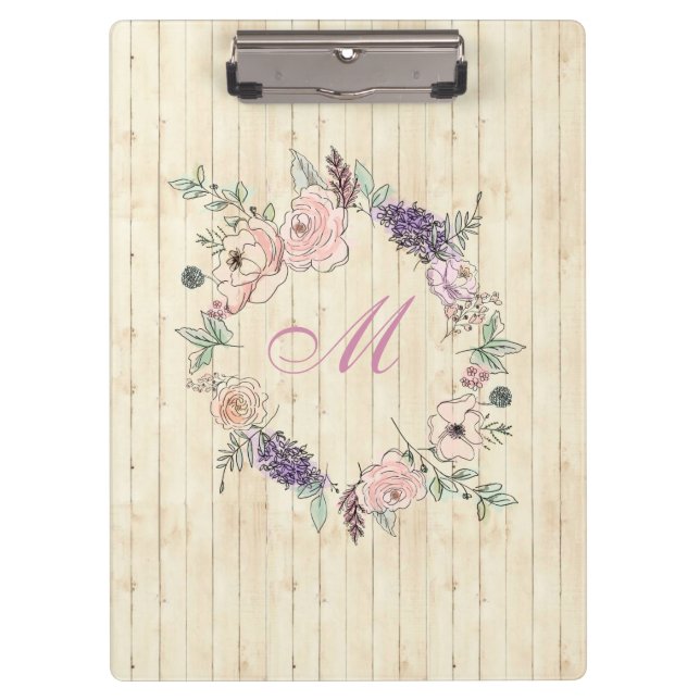 Carpeta De Pinza Madera floral húmeda floreciente (Anverso)