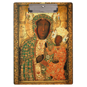 Carpeta De Pinza Madonna negra y niño Nuestra Señora de Czestochowa
