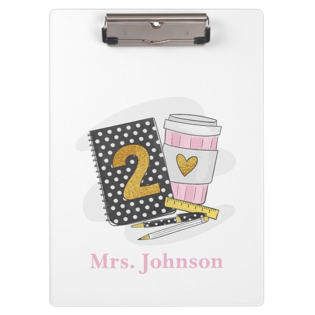 Carpeta De Pinza Maestra de segundo grado Café para portátiles Prep (Anverso)