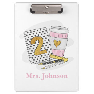 Carpeta De Pinza Maestra de Segundo Grado Lunares Personalizado