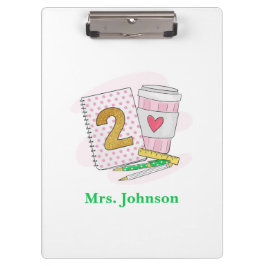 Carpeta De Pinza Maestra de segundo grado Personalizado de café par