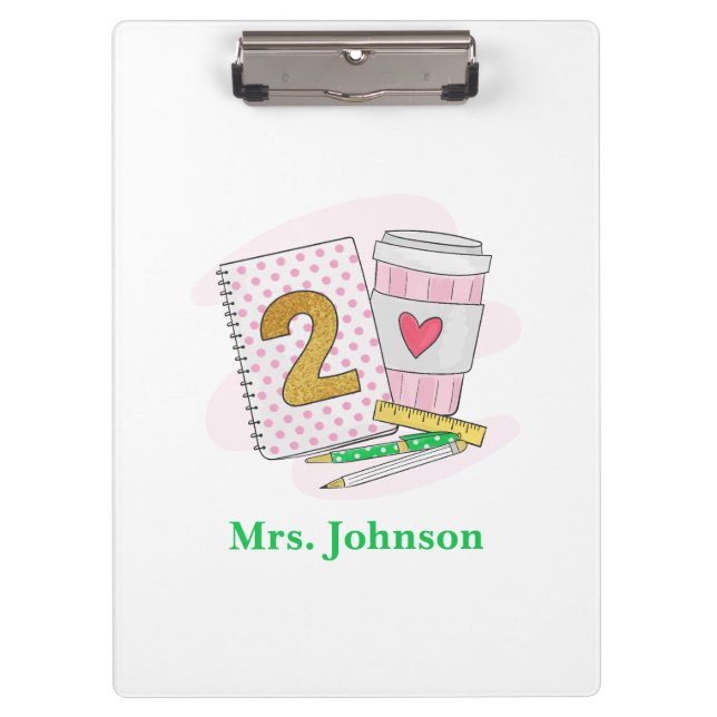 Carpeta De Pinza Maestra de segundo grado Personalizado de café par (Anverso)