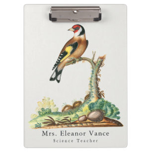 Carpeta De Pinza Maestra Personalizada de Aves Botánicas Vintage