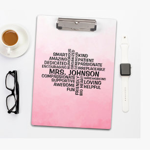 Carpeta De Pinza Maestra Word Cloud Ombre Rosa