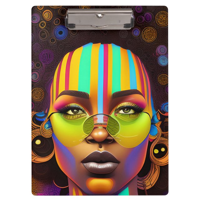 Carpeta De Pinza Magia chica negra, melanina mujer, arcoiris pastel (Anverso)