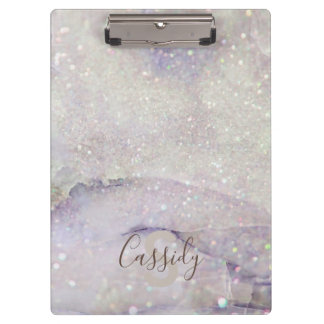 Carpeta De Pinza Magnífica Marble y Purpurina Sparkle Monogramed