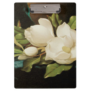 Carpeta De Pinza Magnolias gigantes sobre una tela de terciopelo az