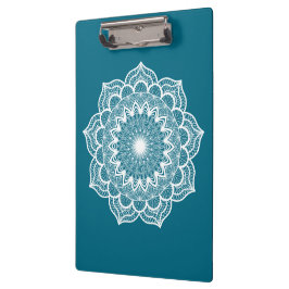 Carpeta De Pinza Mandala Blanco sobre Fondo Azul