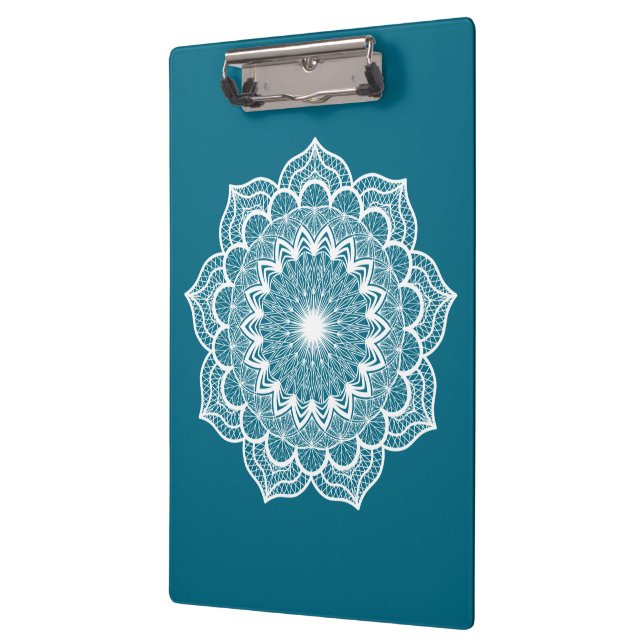 Carpeta De Pinza Mandala Blanco sobre Fondo Azul (Izquierda)
