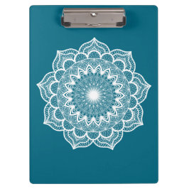Carpeta De Pinza Mandala Blanco sobre Fondo Azul