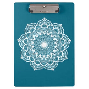Carpeta De Pinza Mandala Blanco sobre Fondo Azul