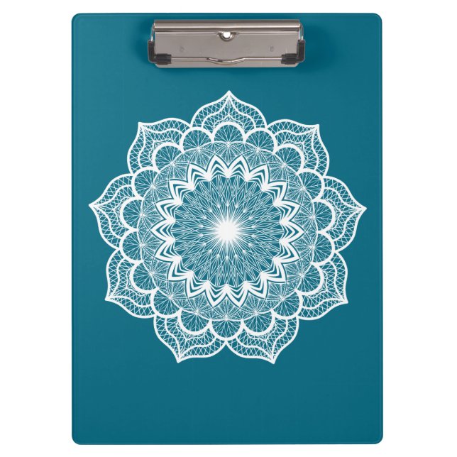 Carpeta De Pinza Mandala Blanco sobre Fondo Azul (Anverso)