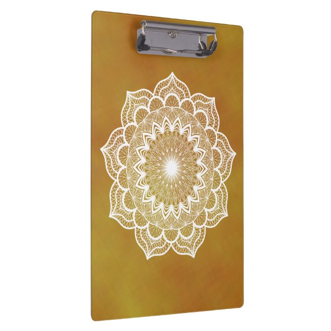 Carpeta De Pinza Mandala Blanco sobre Fondo Dorado (Derecha)