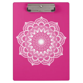 Carpeta De Pinza Mandala Blanco sobre Fondo Rosa