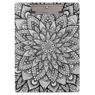 Carpeta De Pinza Mandalá de arte original en blanco y negro