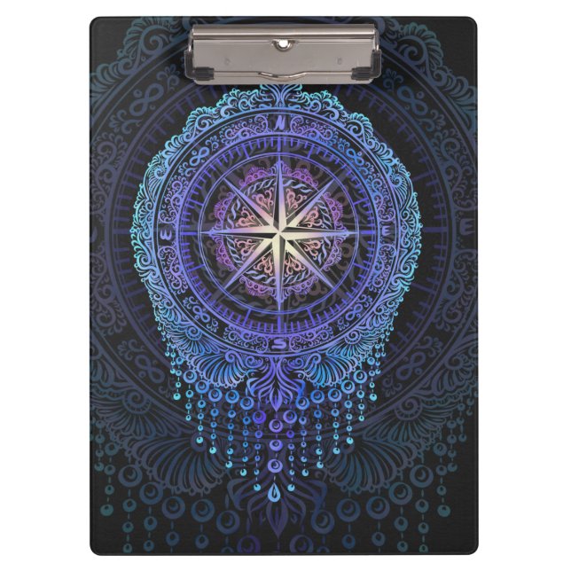 Carpeta De Pinza Mandala de brújula celeste (Anverso)