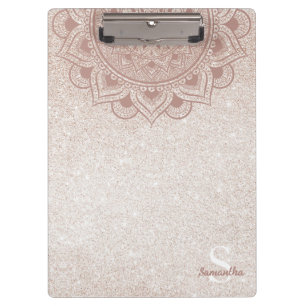 Carpeta De Pinza Mandalá de monograma de nombre Lotus Yoga Rosa Chi