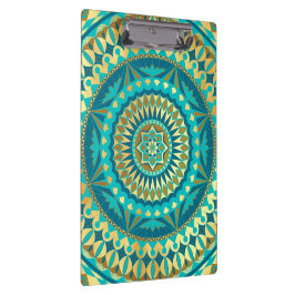 Carpeta De Pinza Mandalá Fantasía Azul Dorado