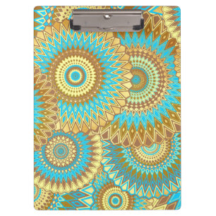 Carpeta De Pinza Mandalá superpuesto azul marrón dorado