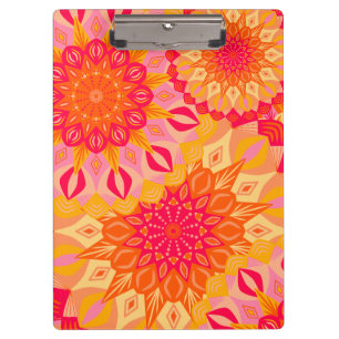 Carpeta De Pinza Mándala superpuesto naranja rosa amarillo