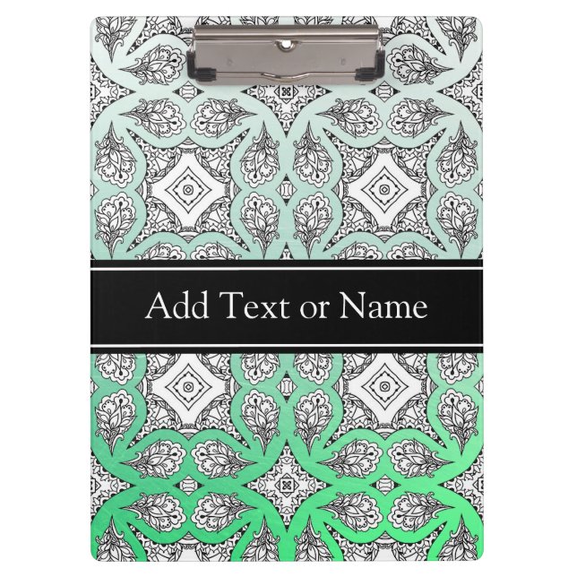 Carpeta De Pinza Mandala verde y negro Zen personalizado (Anverso)