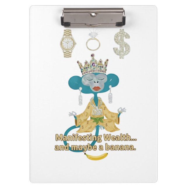 Carpeta De Pinza Manifesting Wealth Monkey zen art  (Anverso)