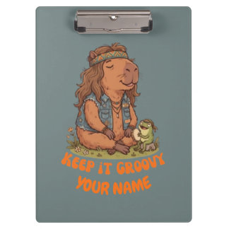 Carpeta De Pinza Mantén la onda Capybara Lindo Retro Personalizado