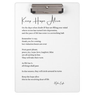 Carpeta De Pinza Mantener la esperanza viva inspirador poema poster