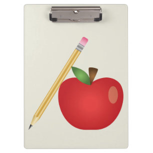 Carpeta De Pinza Manzana de dibujos animados rojos y lápiz amarillo
