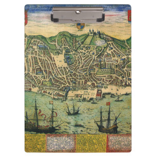 Carpeta De Pinza Mapa Antiguo de Lisboa, Portugal por Braun/Hogenbe