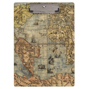 Carpeta De Pinza Mapa Antiguo del Mundo de Forlani de 1565 Cartogra