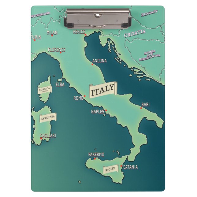 Carpeta De Pinza Mapa Clásico De Italia (Anverso)