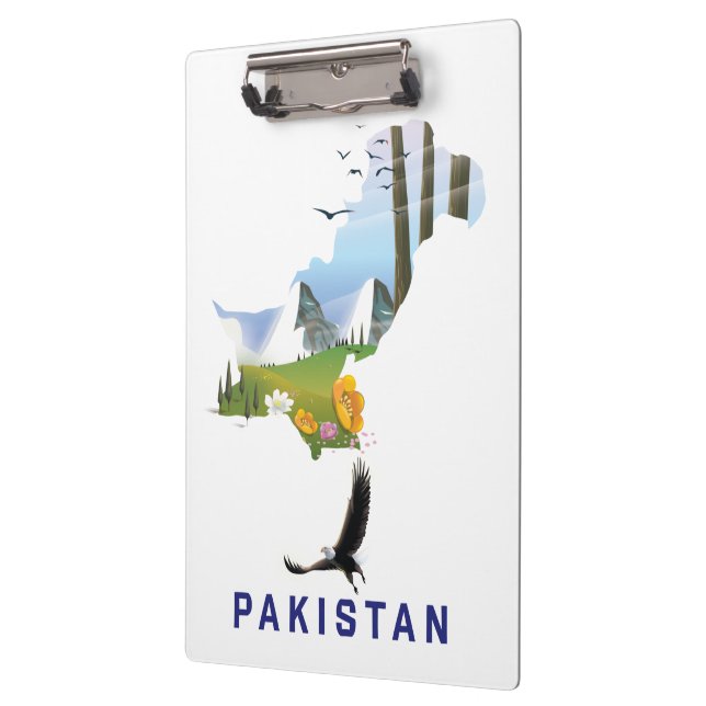 Carpeta De Pinza Mapa de afiches de viajes de Pakistán (Izquierda)