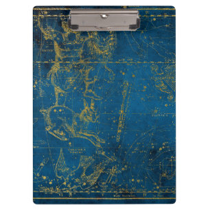 Carpeta De Pinza Mapa de estrellas vintage ilustrado azul medio y d