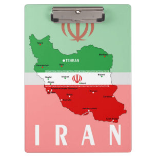 Carpeta De Pinza Mapa de Irán con bandera y emblema