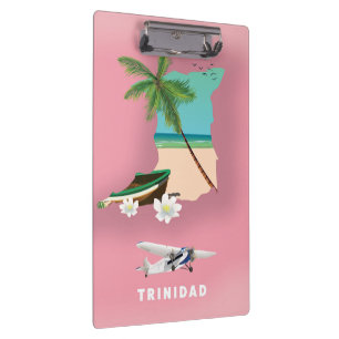Carpeta De Pinza Mapa de Trinidad ilustrado afiche de viajes.
