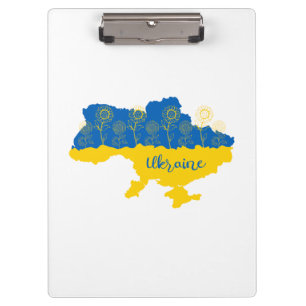 Carpeta De Pinza Mapa de Ucrania con girasol y bandera ucraniana