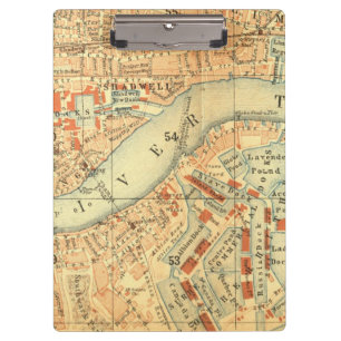 Carpeta De Pinza Mapa de Vintage del Támesis de Londres
