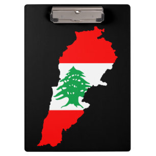 Carpeta De Pinza Mapa del Líbano con imán de piedra con bandera