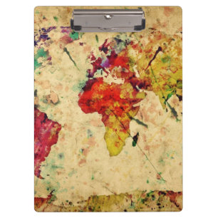 Carpeta De Pinza Mapa del mundo del vintage