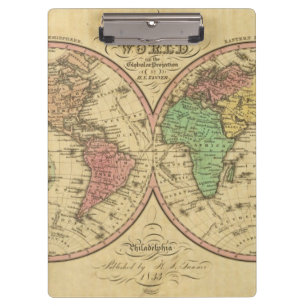 Carpeta De Pinza Mapa del mundo en la proyección globular