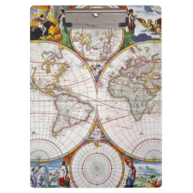 Carpeta De Pinza MAPA DEL MUNDO, siglo XVII (Anverso)