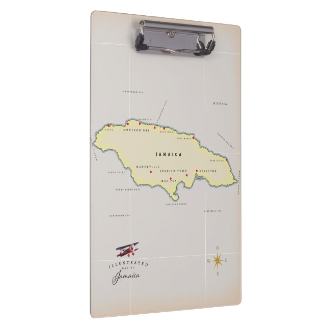 Carpeta De Pinza Mapa ilustrado de Jamaica. (Derecha)