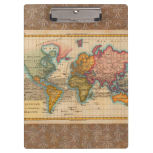Carpeta De Pinza Mapa Mundial 1780 Planisferio Antiguo de Bonne
