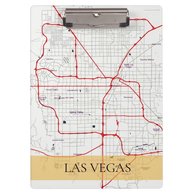 CARPETA DE PINZA MAPA ROJO BLANCO DEL ESQUEMA DE LAS VEGAS NEVADA (Anverso)