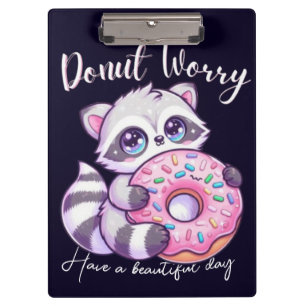 Carpeta De Pinza Mapache Kawaii Donut No Te Preocupes