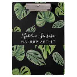 Carpeta De Pinza Maquillaje Artista Jungla Verde Acuarela Monstera