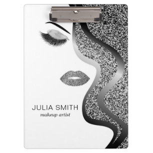 Carpeta De Pinza Maquillaje con efecto plateado