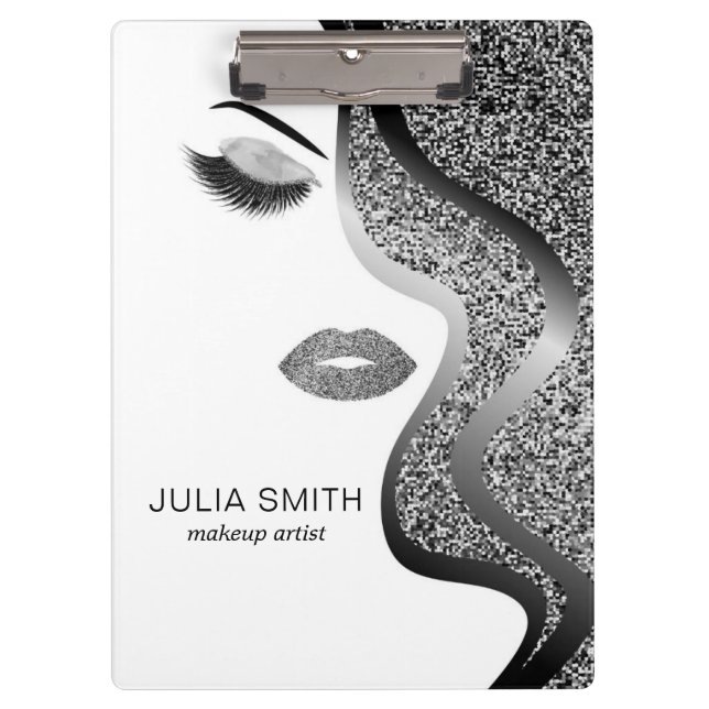 Carpeta De Pinza Maquillaje con efecto plateado (Anverso)